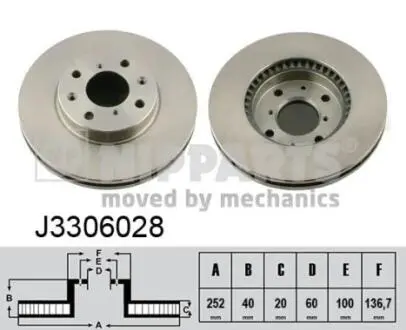 J3306028 Тормозные диски NIPPARTS підбір по vin на Brocar