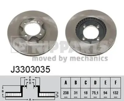 J3303035 Тормозные диски NIPPARTS подбор по vin на Brocar