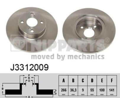 J3312009 Тормозные диски NIPPARTS підбір по vin на Brocar