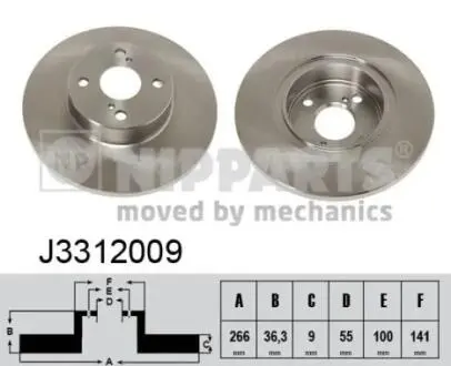 J3312009 Тормозные диски NIPPARTS подбор по vin на Brocar