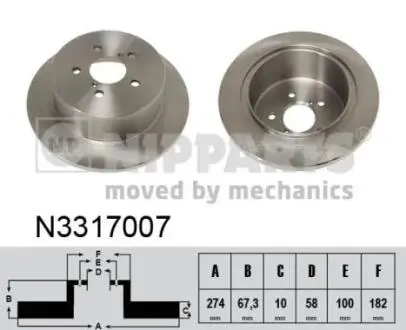 N3317007 Гальмівний диск NIPPARTS підбір по vin на Brocar