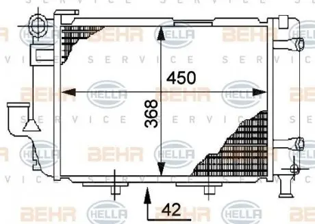 8MK376711364 Радиатор охлаждения двигателя W124 2.6-3.2 82-93 BEHR HELLA SERVICE 8MK376711-364 BEHR підбір по vin на Brocar