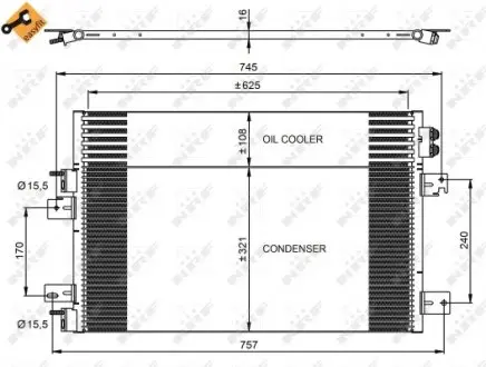 350031 Радіатор кондиціонера Jeep Compass/Patriot 2.0/2.4 06-/Dodge Avenger 2.4/2.7 07-14 NRF підбір по vin на Brocar