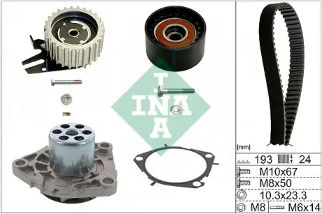 530056130 Комплект ГРМ з водяним насосом INA підбір по vin на Brocar