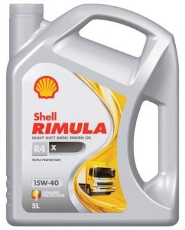 550055173 OLEJ SHELL 15W40 5L RIMULA R4 X / E7 / CI-4 / MAN 3275-1 / 228.3 / RLD -3 / VDS-3 / SAMOCHODY CIĘŻAROWE SHELL подбор по vin на Brocar