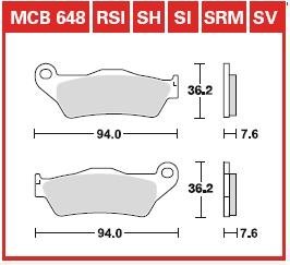 MCB648SRM Тормозные колодки TRW підбір по vin на Brocar