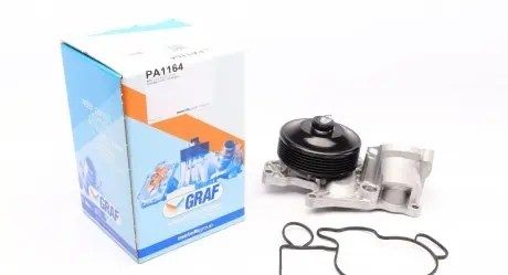PA1164 Помпа води BMW 1/2/3/4/5/X1/X3/X5 1.6d/2.0d/xDrive/3.0d 09- (B/B) (6 лоп) (6 кан) GRAF підбір по vin на Brocar