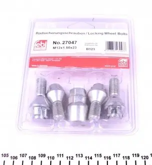 27047 Комплект колісних болтів Renault Kangoo 01- (M12x1,5x23/50) FEBI BILSTEIN підбір по vin на Brocar
