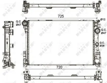 53113 Радиатор охлаждения MB E-class (W212)/C-class (W204) 09-16 (OM651/M271/M274) NRF подбор по vin на Brocar
