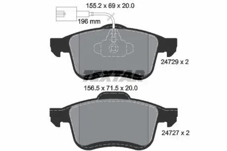 2472901 Колодки тормозные (передние) Fiat Doblo/Opel Combo 10- (с датчиками) TEXTAR подбор по vin на Brocar