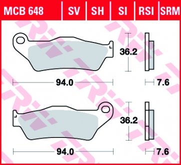 MCB648RSI Тормозные колодки TRW подбор по vin на Brocar