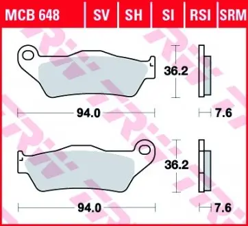 MCB648RSI Тормозные колодки TRW подбор по vin на Brocar