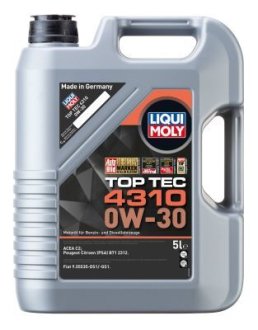 2362 OLEJ LIQUI MOLY 0W30 5L TOP TEC 4310 C2 / 9.55535-DS1 9.55535-GS1 / B71 2312 LIQUI MOLY подбор по vin на Brocar