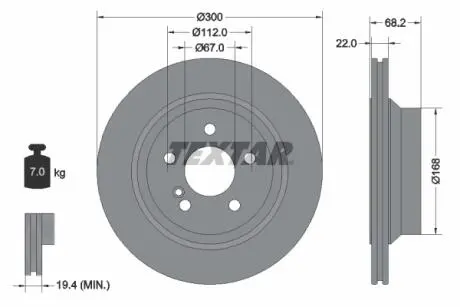 92115503 TARCZA HAM. DB T. W212 09- 250-400/W211 02- WZM/X204 GLK/C218 CLS 300X22MM TEXTAR підбір по vin на Brocar