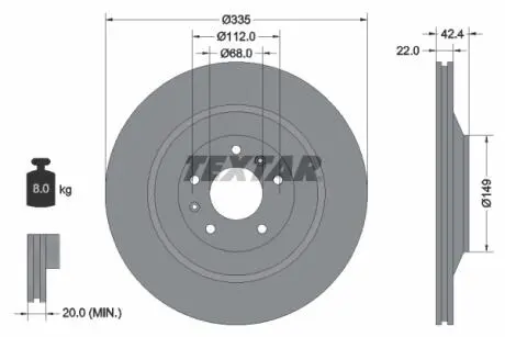92177005 Тормозной диск TEXTAR підбір по vin на Brocar