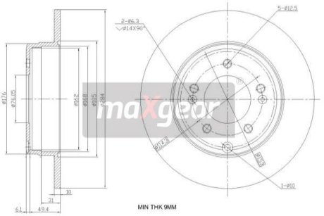 192382 Гальмівний диск MAXGEAR підбір по vin на Brocar