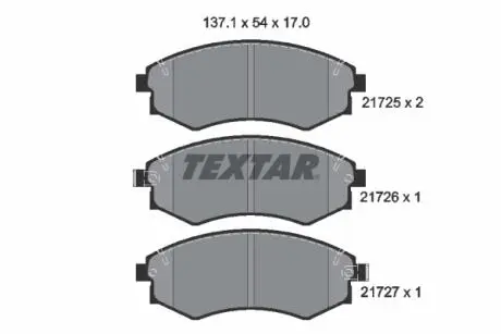 2172501 Гальмівні колодки, дискове гальмо (набір) TEXTAR підбір по vin на Brocar