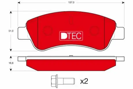 GDB1463DTE Колодки гальмівні передні TRW підбір по vin на Brocar