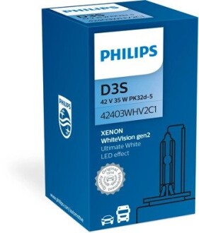 42403WHV2C1 Автолампа Philips 42403whv2c1 Xenon WhiteVision gen2 D3S 35 W прозрачная PHILIPS подбор по vin на Brocar