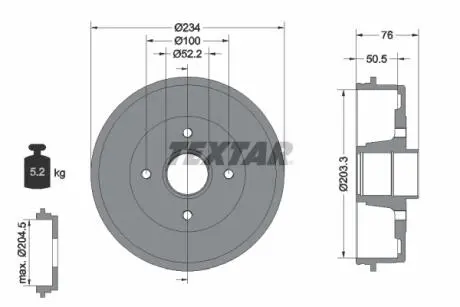 94019700 Барабан HAM. RENAULT T. CLIO / MEGANE / THALIA / TWINGO 96-без підшипника TEXTAR підбір по vin на Brocar