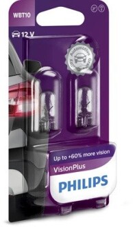 12040VPB2 Автолампа Philips 12040VPB2 VisionPlus W5W W2,1x9,5d 6 W прозрачная PHILIPS подбор по vin на Brocar