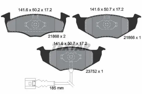 2186801 Колодки гальмівні (передні) Skoda Fabia/VW Polo 1.0-2.0 00-14 Q+ (з датчиком) TEXTAR підбір по vin на Brocar