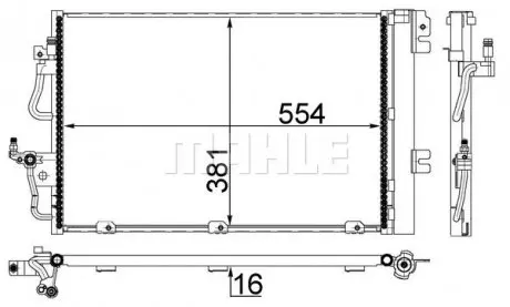AC377001S Радіатор кондиціонера Opel Astra H 1.4-1.8i 04-14 MAHLE / KNECHT підбір по vin на Brocar