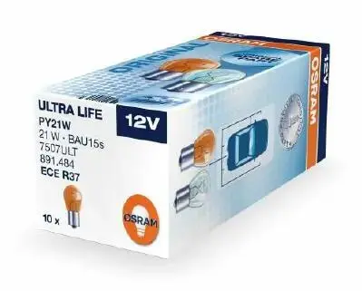 7507ULT Автолампа PY21W 12V 21W BAU15s Ultra Life/Extra Lifetime (жовта, в поворотах) OSRAM підбір по vin на Brocar
