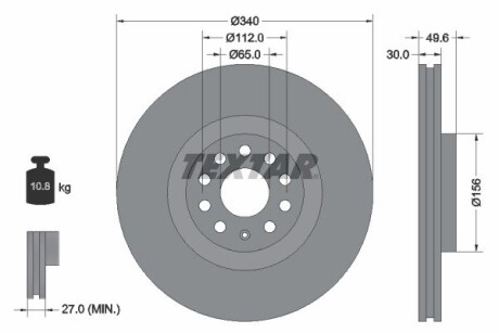 92229803 TARCZA HAM. VW P. PASSAT 14-/GOLF IIV/ACTAVIA/A3 12- 340MM TEXTAR підбір по vin на Brocar