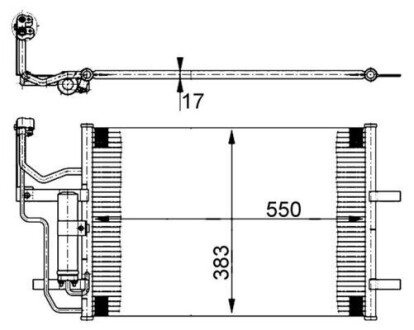 AC386000S Радіатор кондиціонера MAZDA 3 03- 550X383X17 Z OSUSZACZEM MAHLE / KNECHT підбір по vin на Brocar