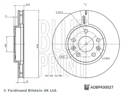 ADBP430027 Гальмівний диск BLUE PRINT підбір по vin на Brocar