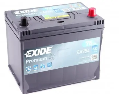 EA754 Акумуляторна батарея 75Ah/630A (270x172x222/+R/B01) Premium Азія EXIDE підбір по vin на Brocar