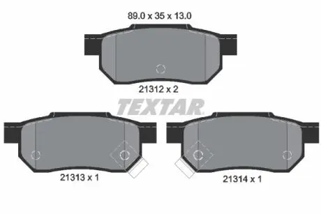 2131201 Колодки гальмівні (задні) Honda Civic 87-01 (Akebono) TEXTAR підбір по vin на Brocar