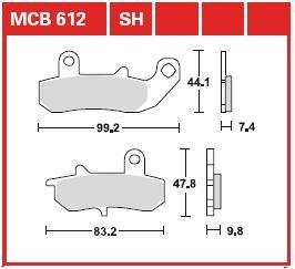 MCB612 Комплект тормозных колодок, дисковый тормоз MCB612 TRW TRW підбір по vin на Brocar