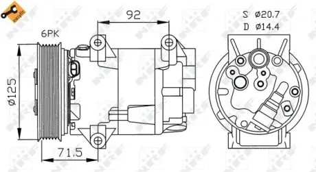 32208 Компресор кондиціонера Nissan Qashqai/Renault Megane/Scenic 1.4-2.0 98- NRF підбір по vin на Brocar