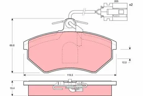GDB1057 Гальмівні колодки, дискові TRW підбір по vin на Brocar