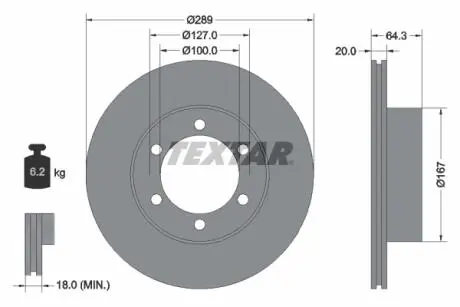 92076300 Тормозной диск TEXTAR підбір по vin на Brocar
