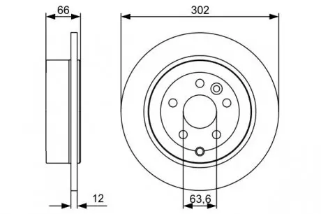 0986479518 Диск тормозной (задний) Land Rover Freelander 2 06-14 (302x12) (полный) BOSCH підбір по vin на Brocar