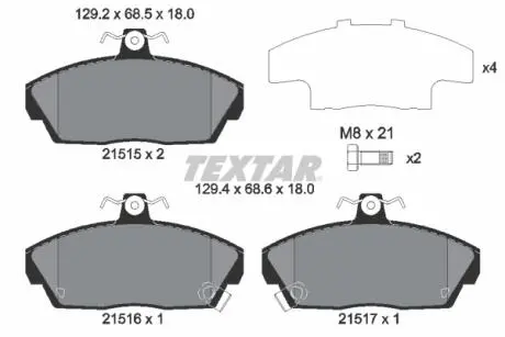 2151503 Гальмівні колодки дискові TEXTAR підбір по vin на Brocar
