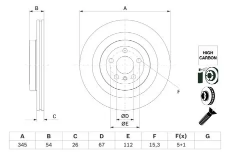 0986479F69 Гальмівний диск BOSCH підбір по vin на Brocar