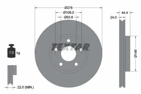 92124803 Диск тормозной передний TEXTAR подбор по vin на Brocar