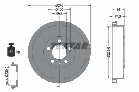 94044600 Гальмівний барабан TEXTAR підбір по vin на Brocar