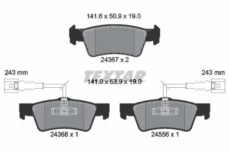2436701 Колодки тормозные (задние) VW Touareg 02-10 (Teves) Q+ (с датчиками) TEXTAR підбір по vin на Brocar