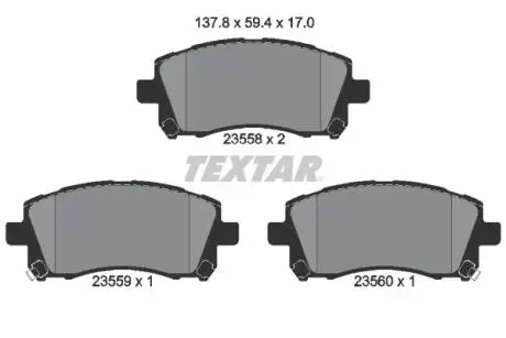 2355802 Комплект тормозных колодок, дисковый тормоз TEXTAR подбор по vin на Brocar