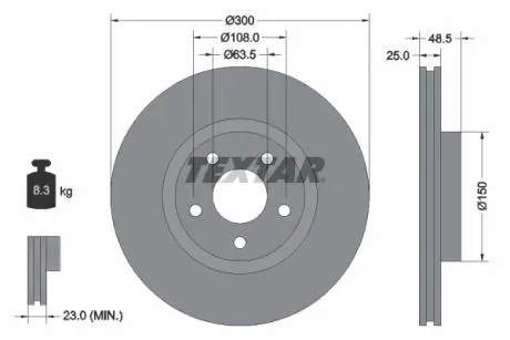 92141303 Тормозной диск 92141303 TEXTAR TEXTAR підбір по vin на Brocar