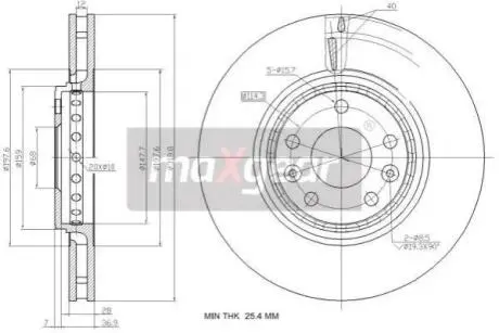 192363 Гальмівний диск MAXGEAR підбір по vin на Brocar