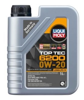 20787 OLEJ LIQUI MOLY 0W20 1L TOP TEC 6200 / 508.00 509.00 LIQUI MOLY підбір по vin на Brocar