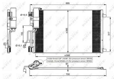 35974 Радіатор кондиціонера (з осушувачем) Nissan Qashqai 1.5 07- NRF підбір по vin на Brocar