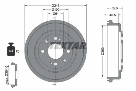 94017600 Тормозной барабан TEXTAR подбор по vin на Brocar