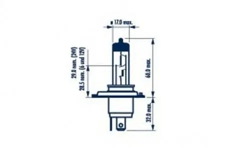 48881B1 Лампа розжарювання H4 12v 60/55w P43t (вир-во Narva) NARVA підбір по vin на Brocar